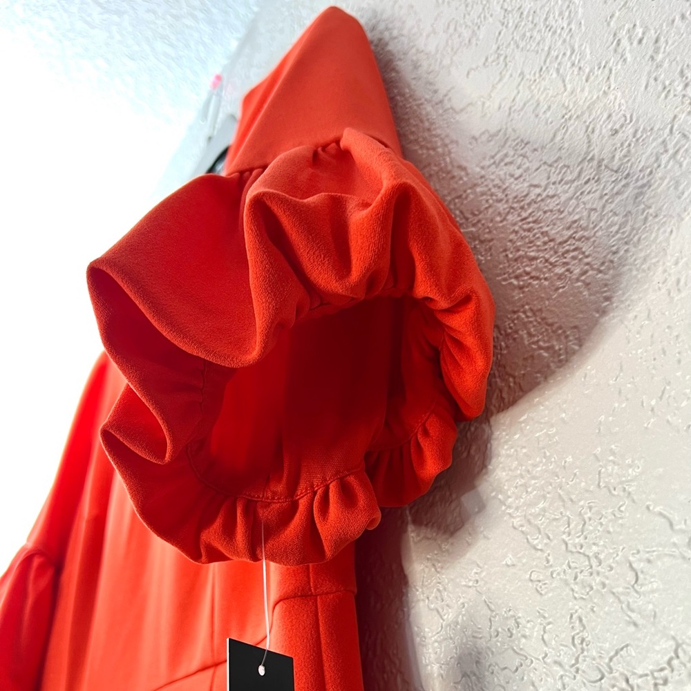 Donna Morgan Red Shift Dress Puff Sleeve Knee Length Elegant Work Cocktail 10 - Picture 7 of 9